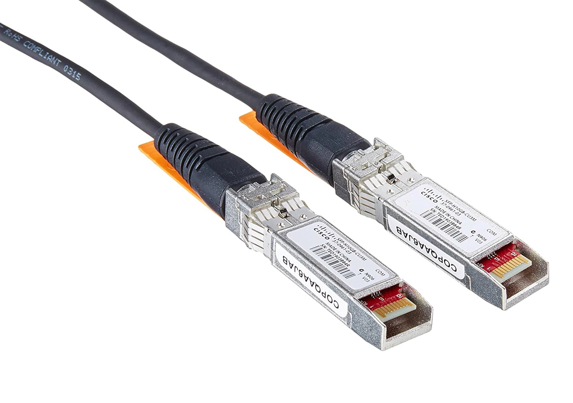 Cisco 10GBASE-CU SFP+ Cable 3 Meter Cable de fibra óptica e InfiniBand 3 m Negro