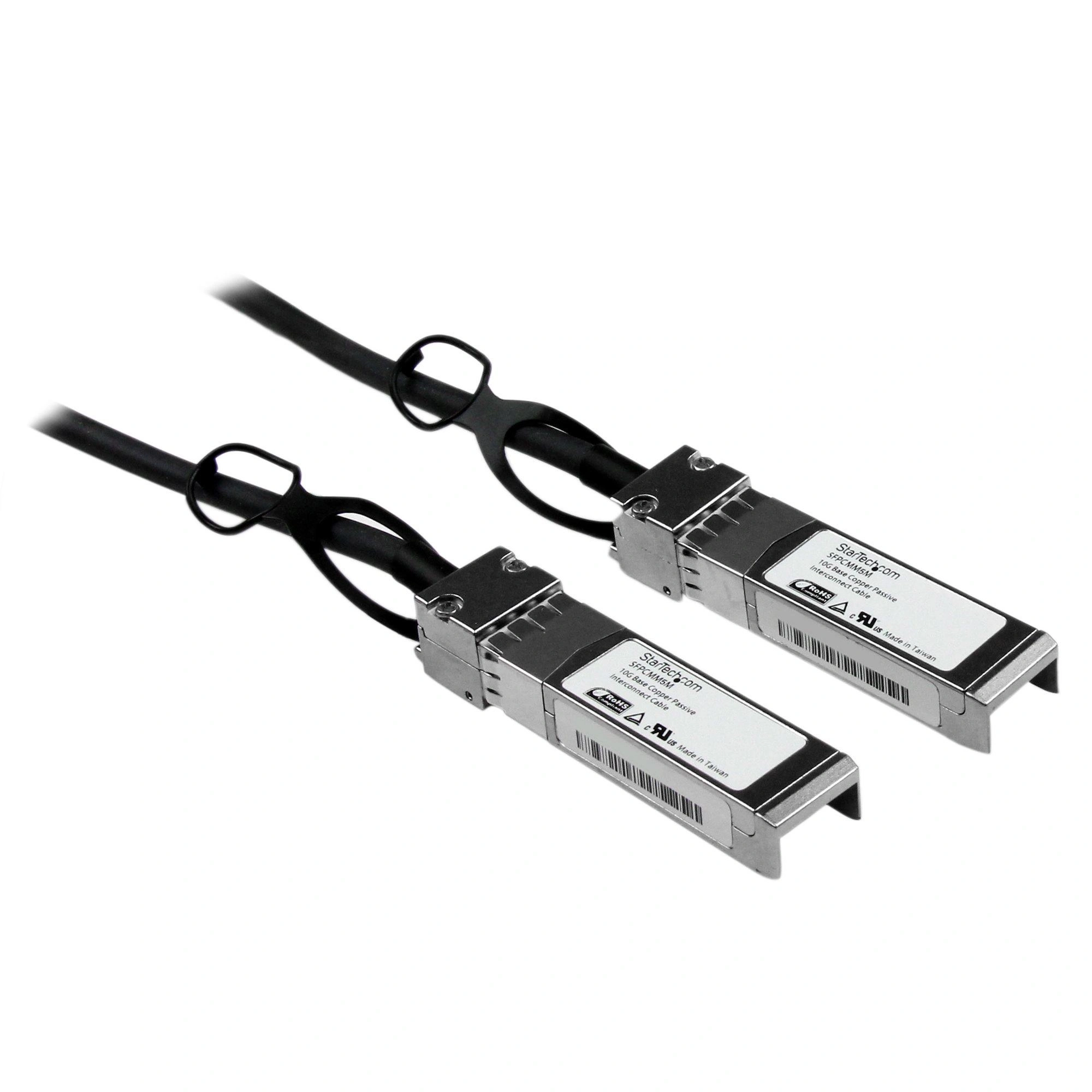 StarTech.com Cable de 5m Twinax Direct Attach SFP+ a SFP+ - 10G Compatible con Cisco SFP-H10GB-CU5M - DAC de Cobre SFP+ 10GbE - DAC Pasivo de Baj