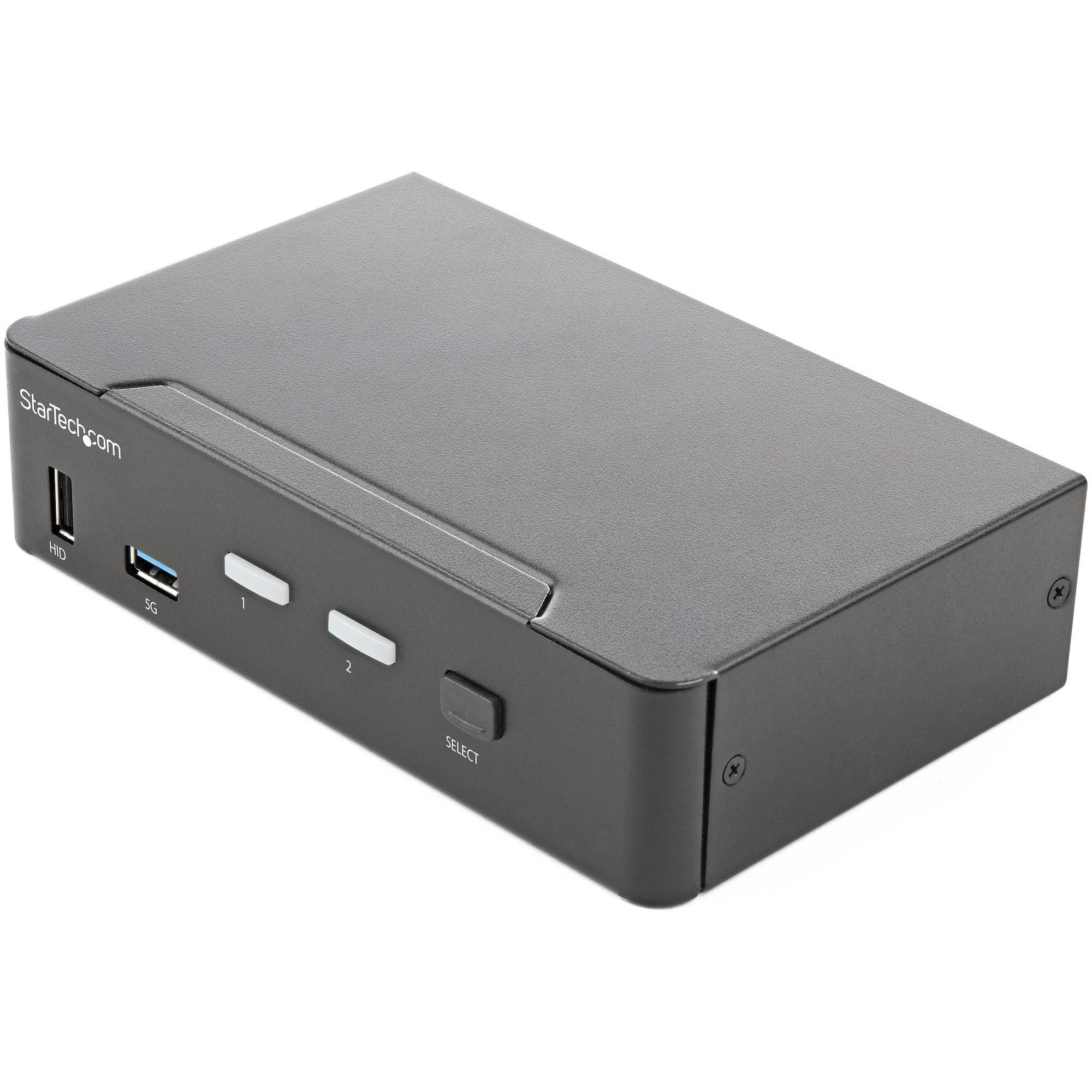 StarTech.com Switch Conmutador KVM de 2 Puertos HDMI 2.0 4K para 1 Monitor - Vídeo de 4K y 60Hz Ultra HD - HDR - Hub Ladrón USB 3.0 de 2 Puertos