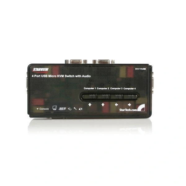 StarTech.com Juego de Conmutador Switch KVM 4 Puertos Vídeo VGA USB 2.0 con Cables y Audio