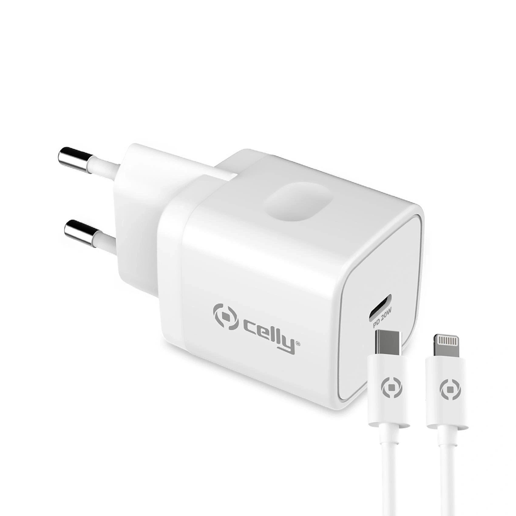 Celly TC1C20WLIGHTWH cargador de dispositivo móvil Universal Blanco Corriente alterna Interior