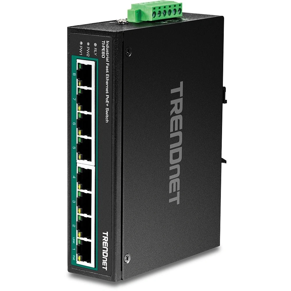 Trendnet TI-PE80 switch No administrado Fast Ethernet (10/100) Energía sobre Ethernet (PoE) Negro