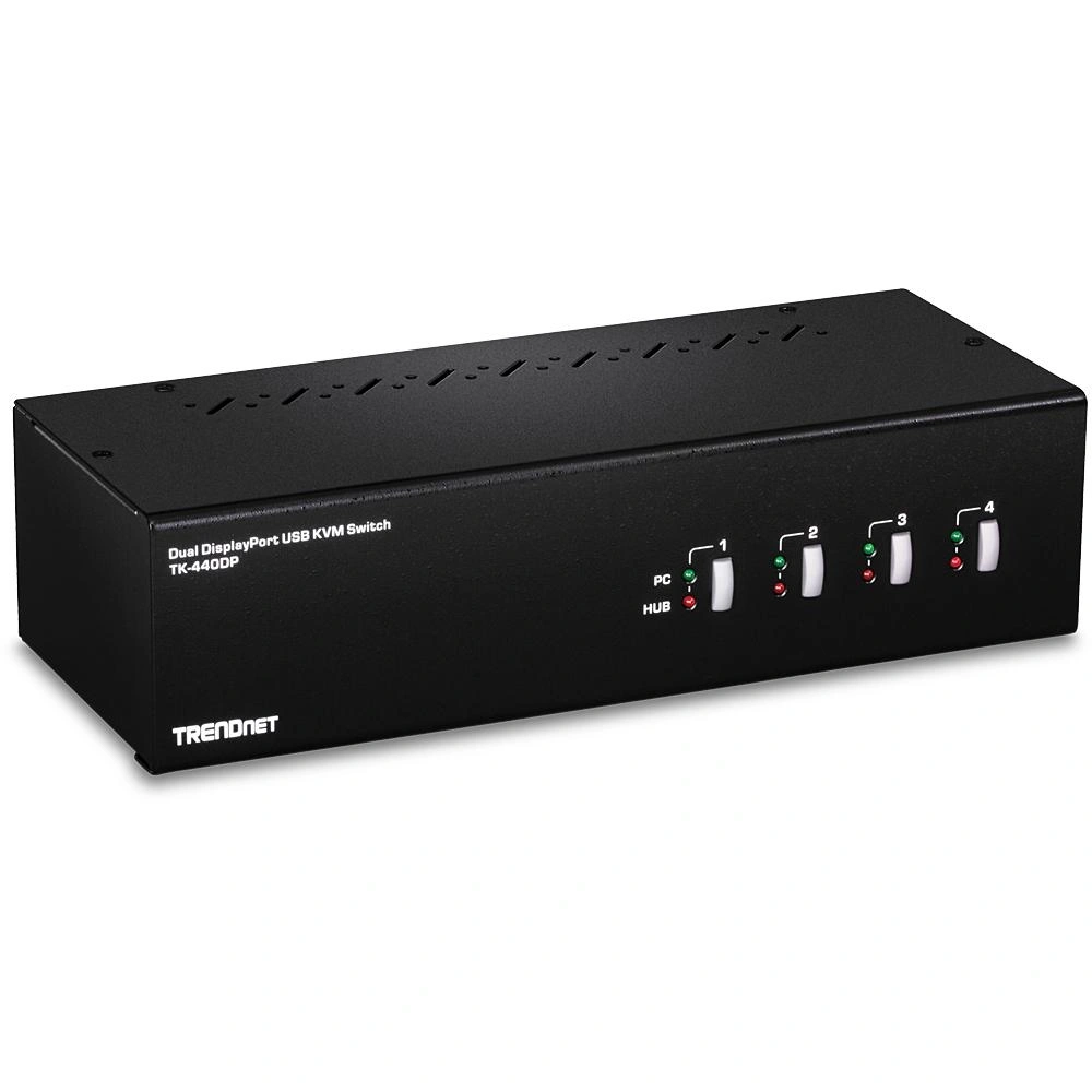 Trendnet TK-440DP interruptor KVM Negro, Plata