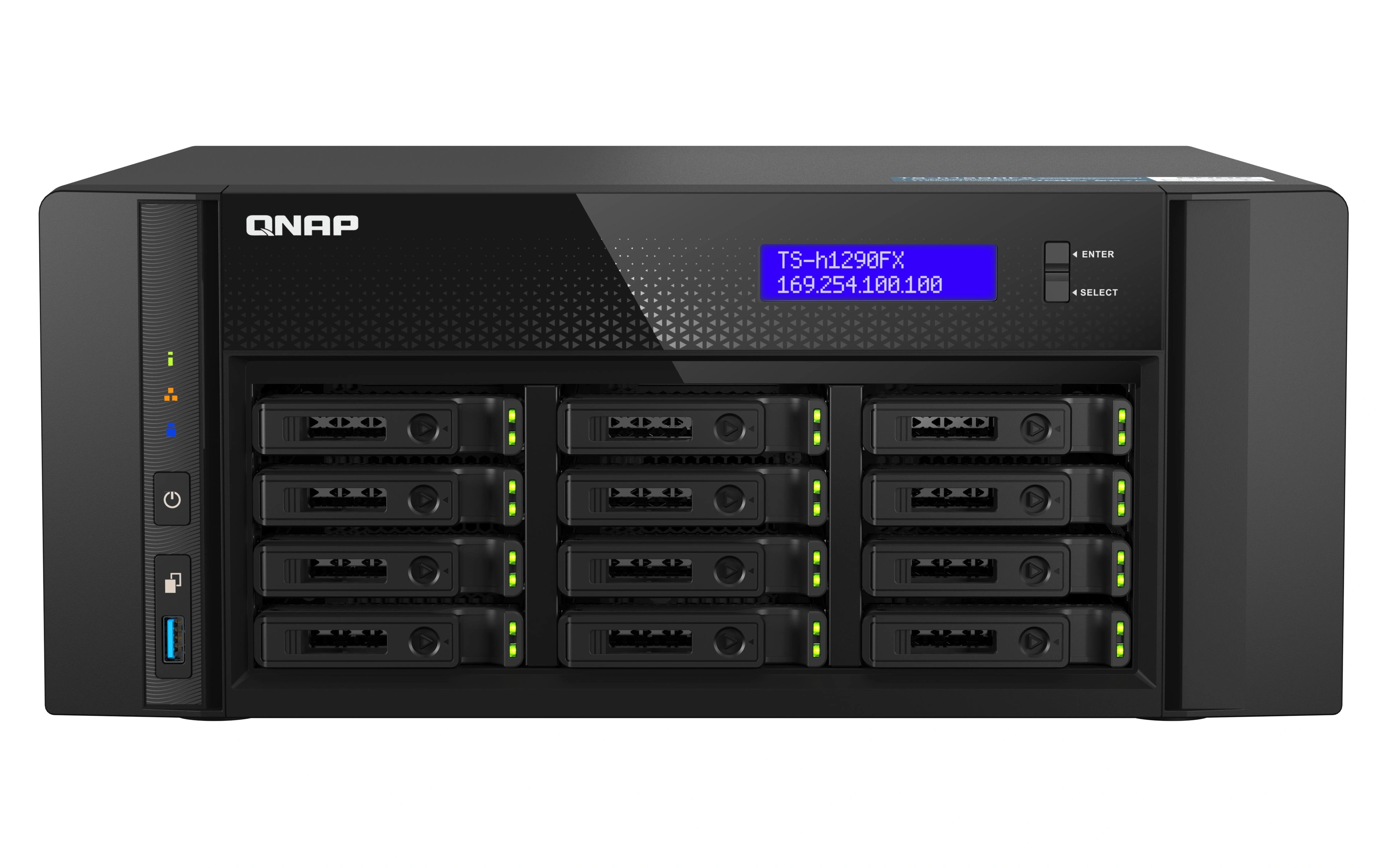 QNAP TS-h1290FX NAS Torre EPYC 7232P 64 GB DDR4 0 TB QuTS hero Negro