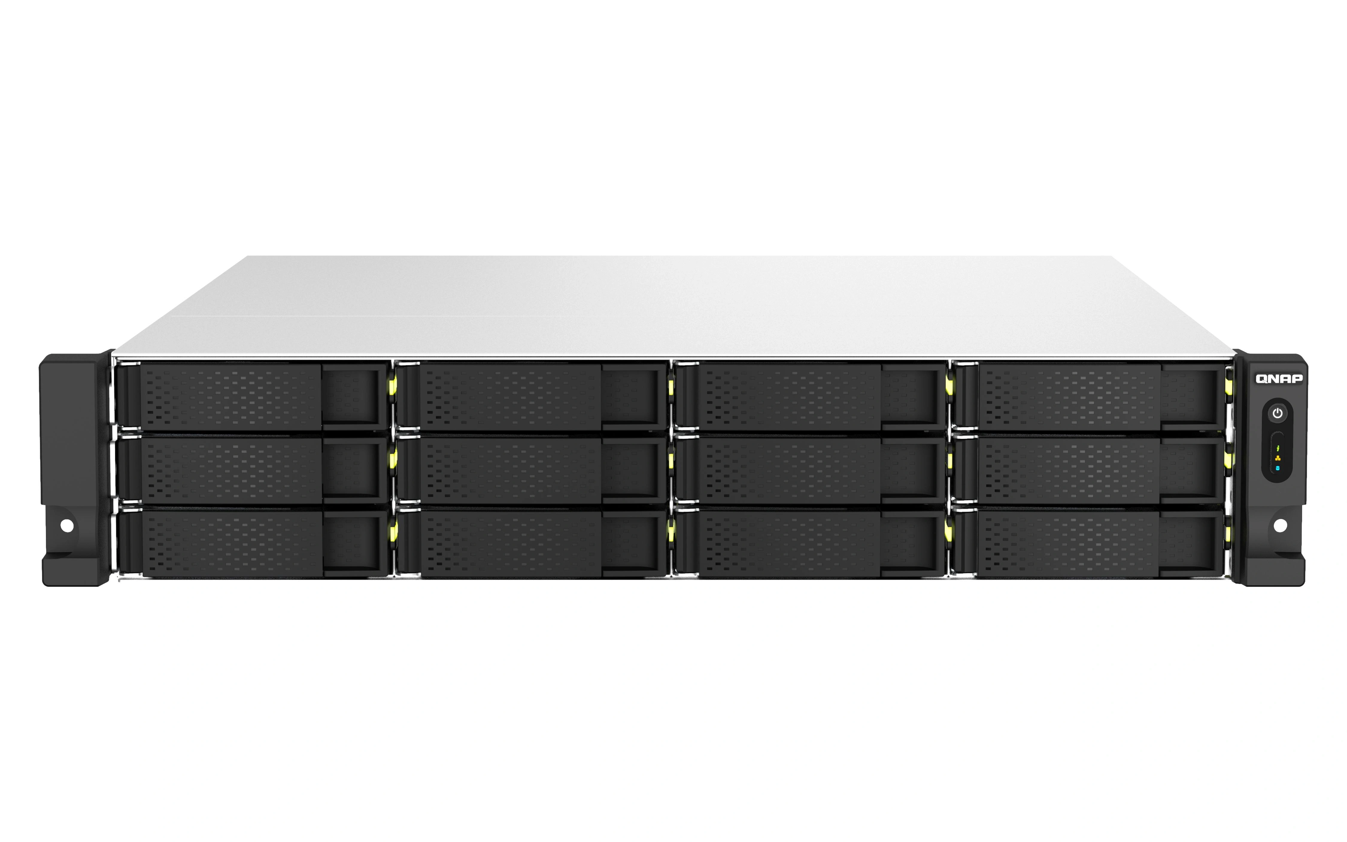 QNAP TS-h1887XU-RP NAS Bastidor (2U) Intel Xeon E E-2334 16 GB DDR4 0 TB QuTS hero Negro, Blanco