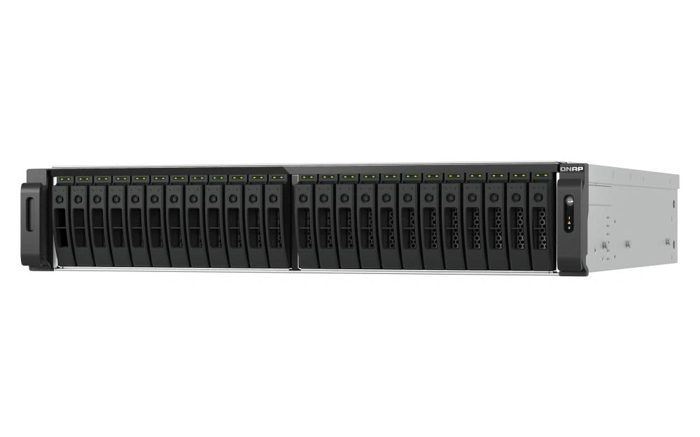 QNAP TS-H3077AFU-R7-64G servidor de almacenamiento NAS Bastidor (2U) AMD Ryzen™ 5 64 GB DDR5 0 TB QuTS hero Negro, Metálico