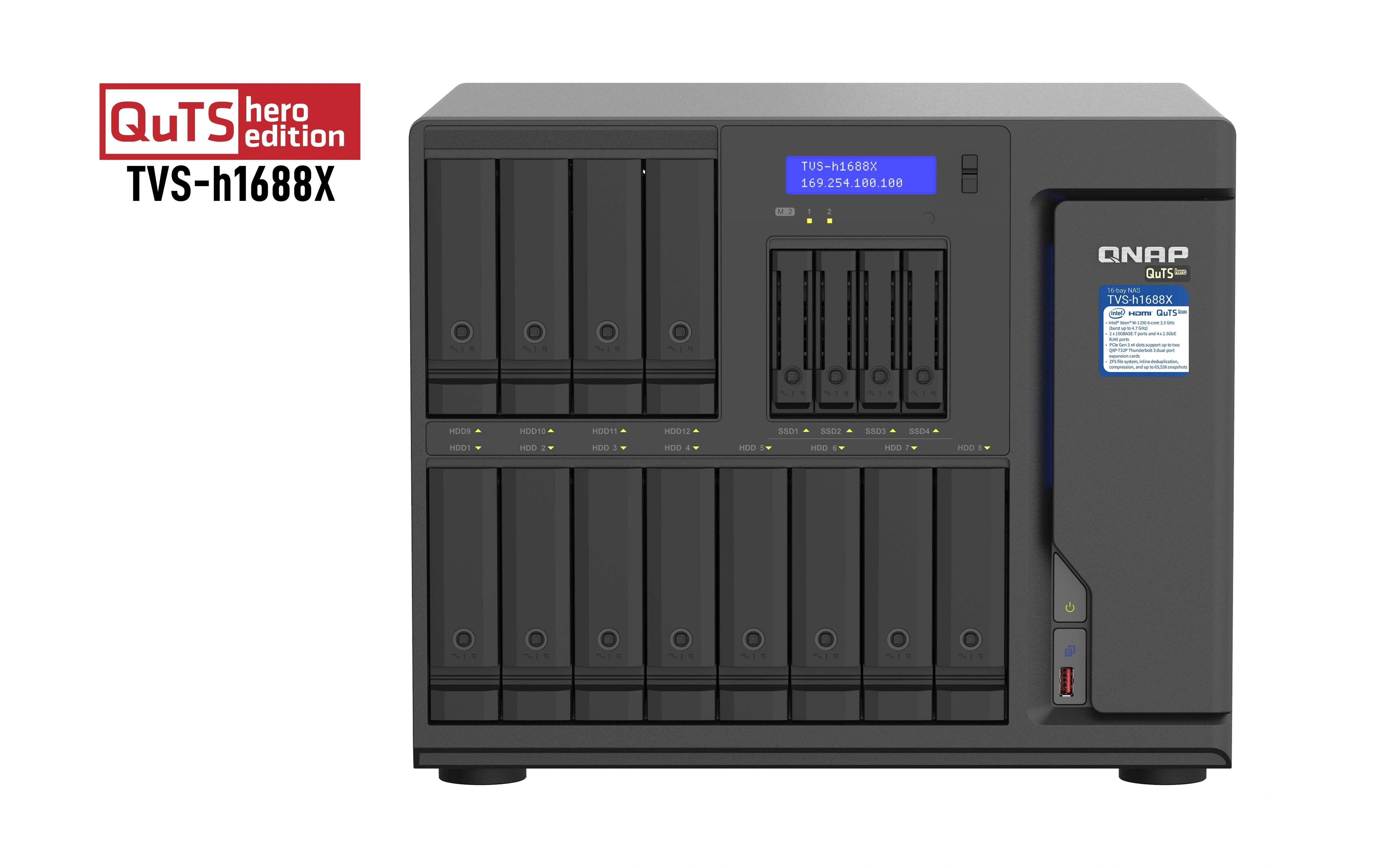 QNAP TVS-h1688X NAS Torre Intel® Xeon® W-1250 32 GB DDR4 0 TB QuTS hero Negro