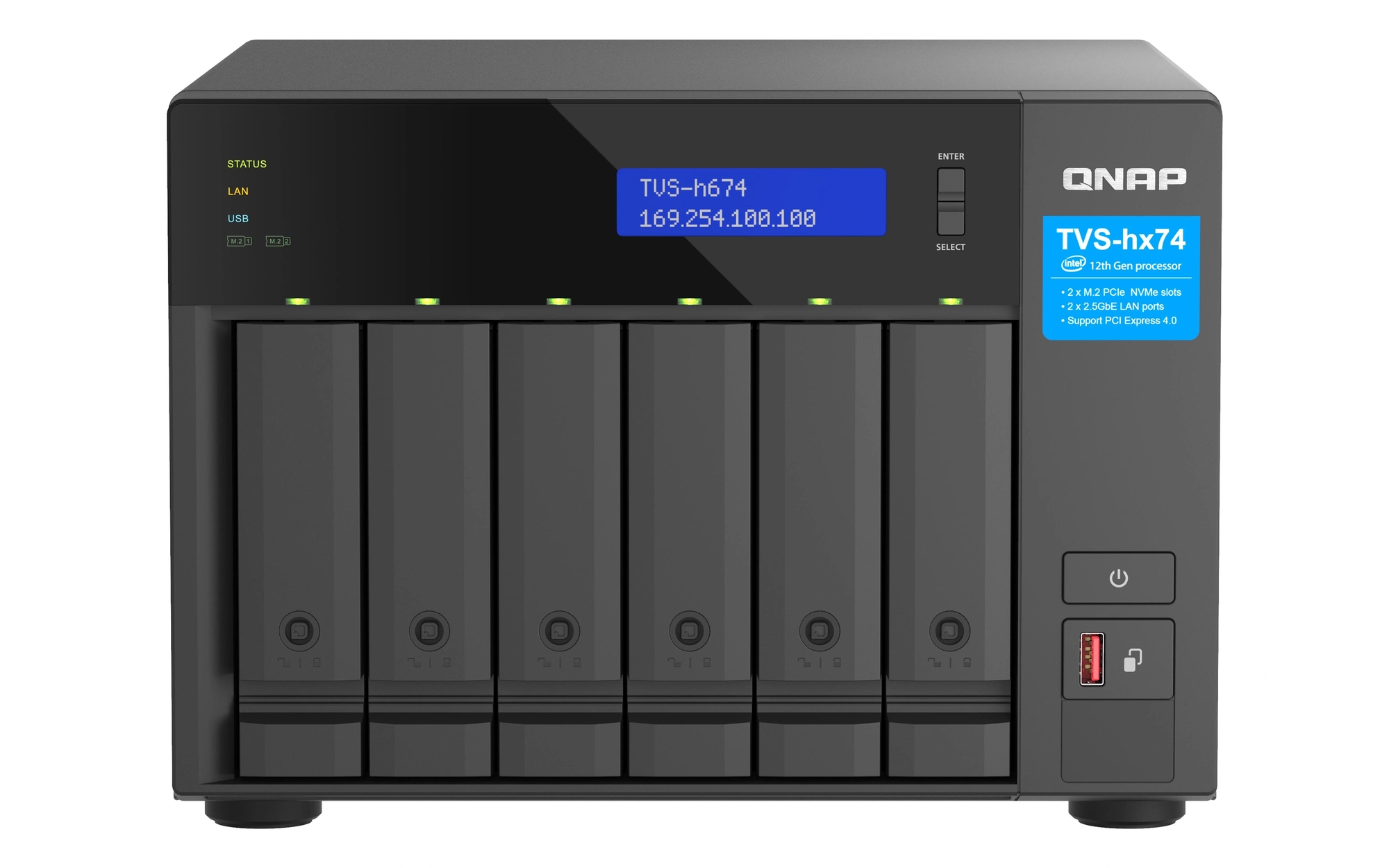 QNAP TVS-H674 NAS Torre Intel® Core™ i5 i5-12400 32 GB DDR4 0 TB QuTS hero Negro