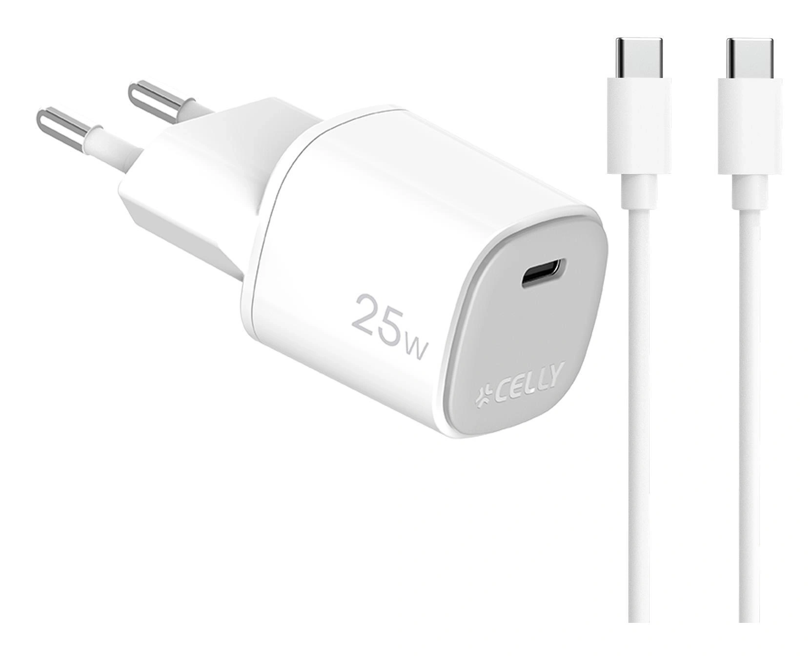 Celly UPTC1USBC25WCTC cargador de dispositivo móvil Smartphone, Tableta, Teléfono Blanco USB Interior