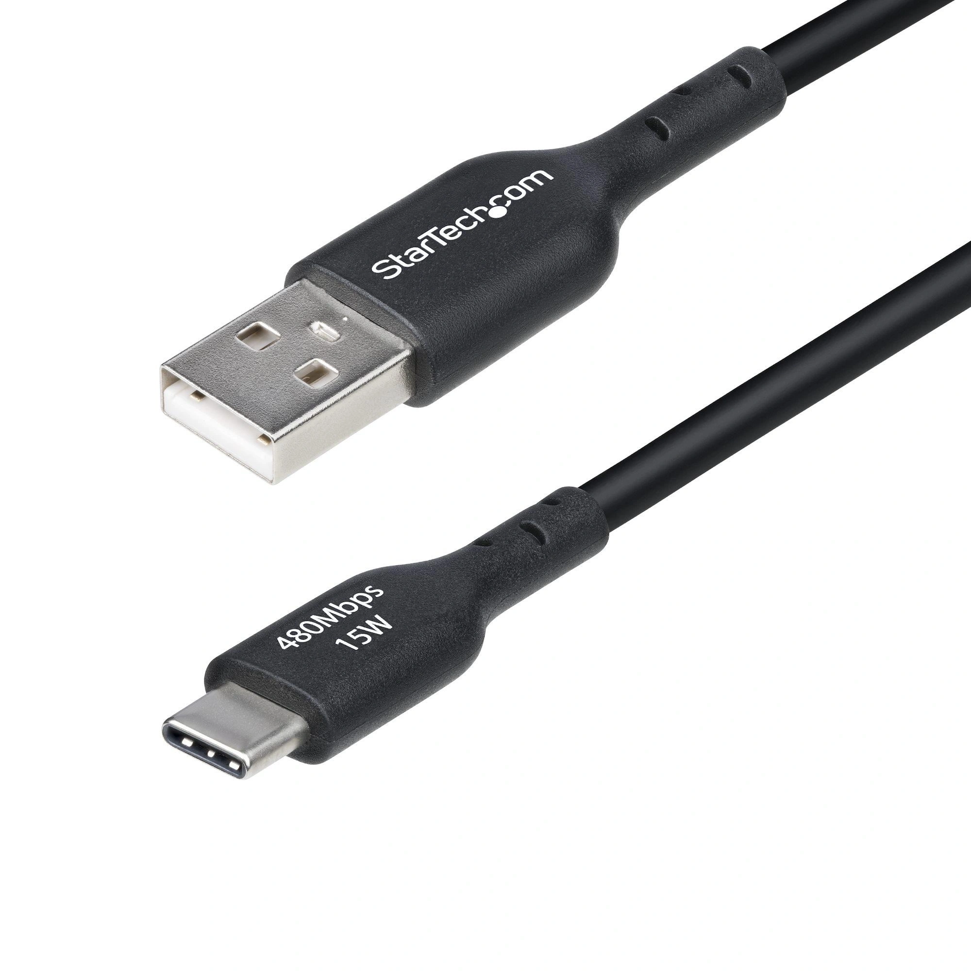 StarTech.com Cable de Carga USB-A a USB-C de 15cm - Cable Cargador USB-A a USB Tipo C - Cable USB 2.0 - 3A - Recubrimiento de TPE - Cable de Sinc