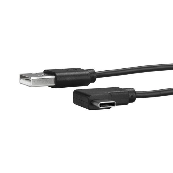 StarTech.com Cable de Carga y Sincronización USB-A a USB-C de 1m - Cable de Datos USB-A a USB Tipo C - Cable Acodado USB Tipo C - M/M - Negro