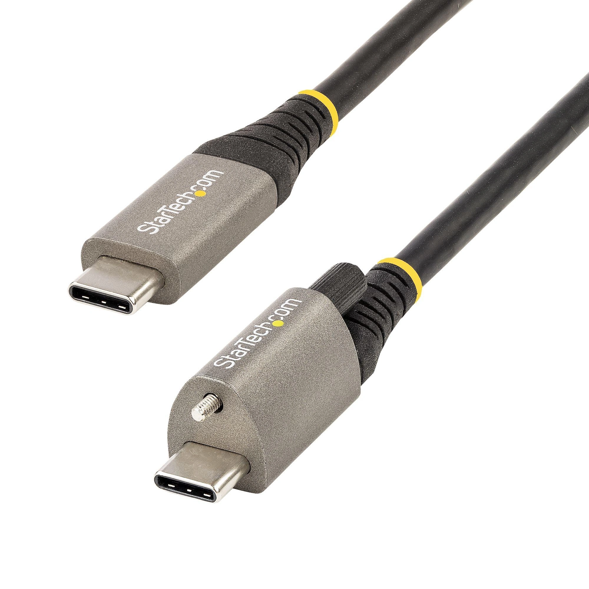StarTech.com Cable de 1m USB-C con Tornillo Superior de Fijación -10Gbps - Cable Tipo C USB 3.2 Gen 2 - con Carga por Entrega de Alimentación PD