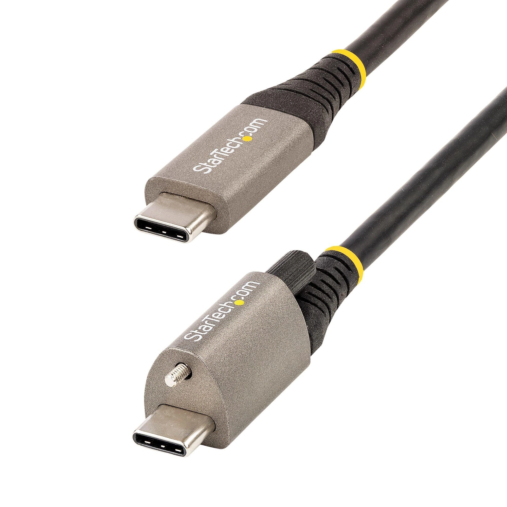 StarTech.com Cable de 50cm USB-C con Tornillo Superior de Fijación -10Gbps - Cable Tipo C USB 3.2 Gen 2 - con Carga por Entrega de Alimentación P