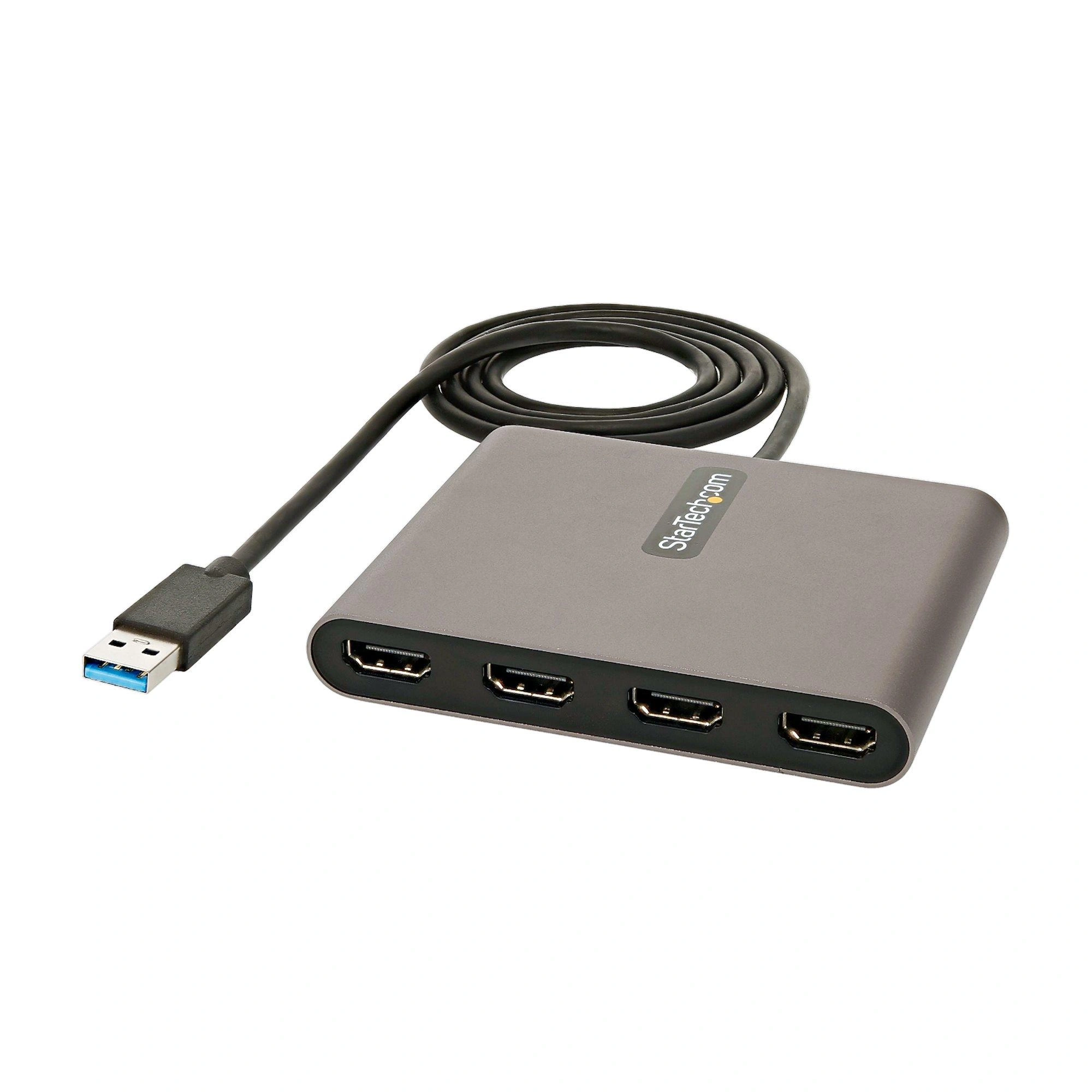 StarTech.com Adaptador USB 3.0 a 4 Puertos HDMI - Tarjeta Gráfica y de Vídeo Externa - Dongle Llave USB-A a 4x HDMI - 1080p a 60Hz - Conversor Mu