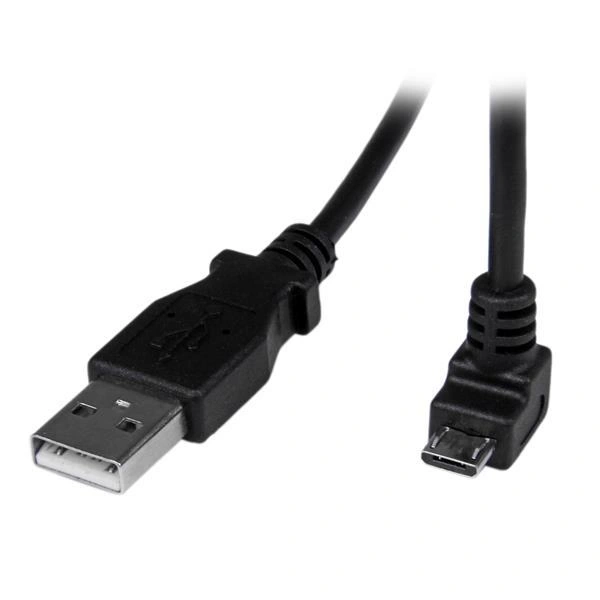 StarTech.com Cable Adaptador 2m USB A Macho a Micro USB B Macho Acodado en Ángulo hacia Abajo para Teléfono Móvil