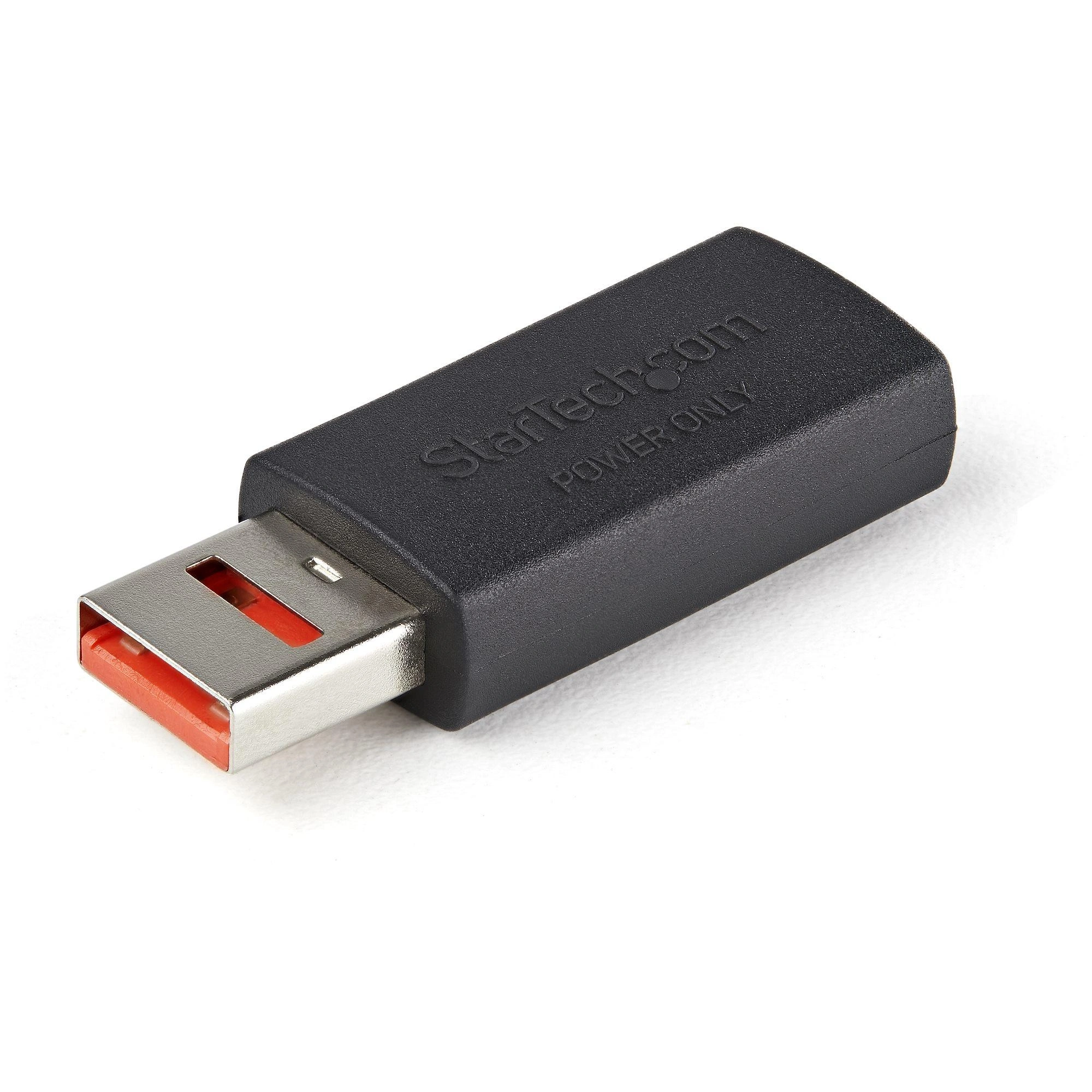 StarTech.com Adaptador Bloqueador USB de Datos - Adaptador USB Macho a Hembra de Carga Solamente - Sin Datos - Solo de Carga para Tablet o Teléfo
