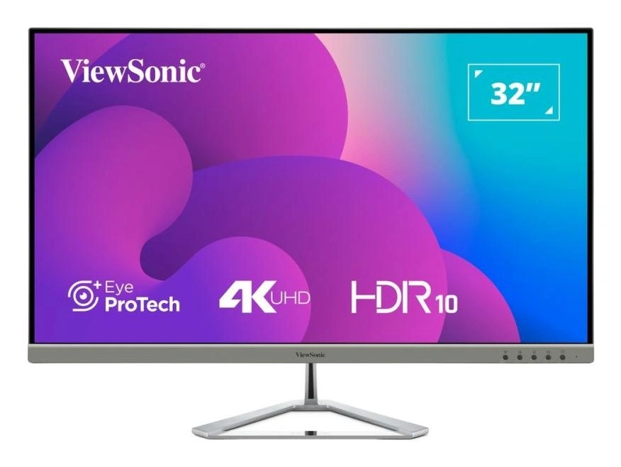 ViewSonic VX3276-4K-MHD 32" 4K UHD, HDR, HDMI, DP, mDP, Eye-Care, Eco-Mode, Altavoz, Plateado-Negro