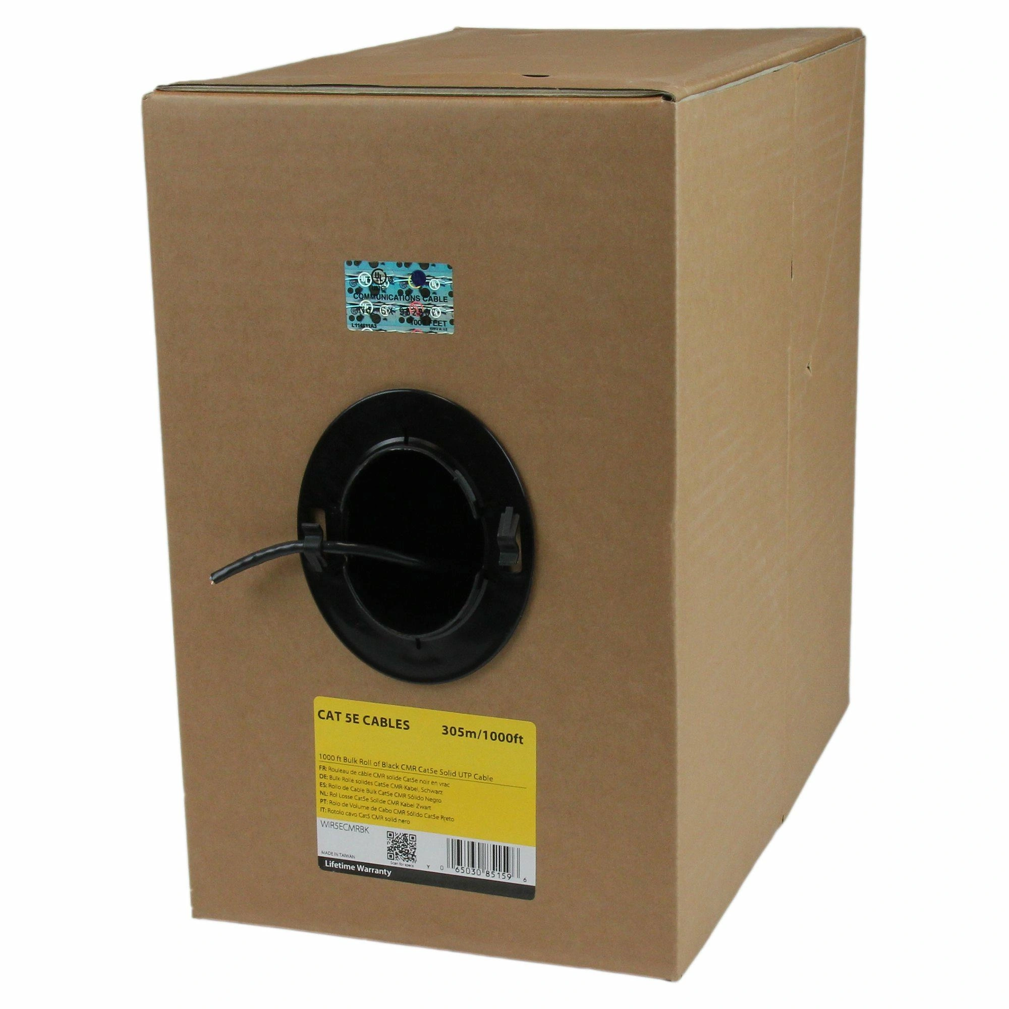 StarTech.com Bobina de Cable de Red Ethernet Cat5e a Granel - 304,8m - Sólido - CMR - Negro - Se Ajusta a TAA